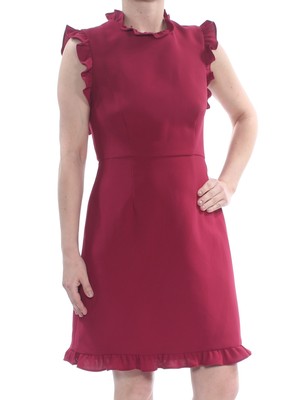 JILL STUART Womens Burgundy Tie Open Back Cap Sleeve Knee Length Sheath Dress 10