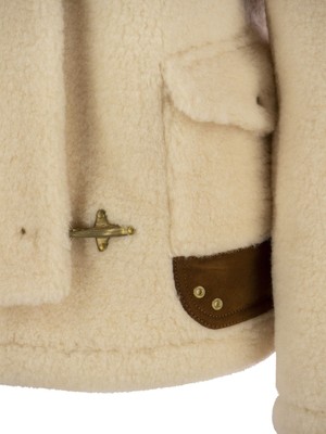 Pre-owned Fay 3 Hooks Shearling Jacket In White