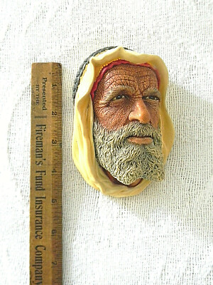 VINTAGE BOSSONS HEAD 1968 ARAB SHEIK WALL DECOR ~ CHALKWARE ART ~ ENGLAND ~ EUC!