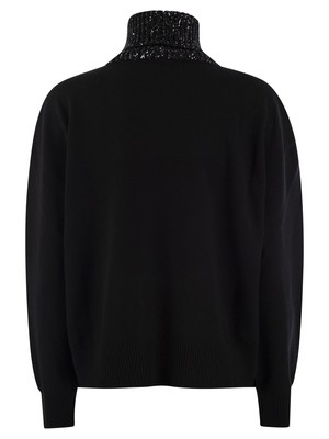 Pre-owned Fabiana Filippi Turtleneck Sweater In Wool, Silk And Cashmere In Black