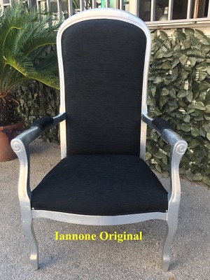 POLTRONCINA  POLTRONA  CAMERA DA LETTO IMBOTTITA  IN FOGLIA ARGENTO