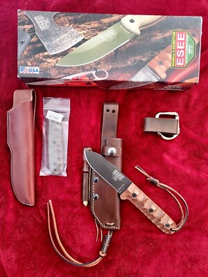 ESEE PR4 ''CUSTOM'' WALNUT HANDLES ''CUSTOM'' LEATHER SHEATH, NEW, NICE!