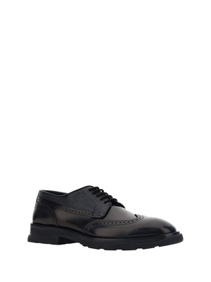 Pre-owned Alexander Mcqueen Brogues Leather Lace Up Shoes In Black