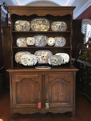 Antique English Platter Drainer Blue Willow Transferware Plateau Copeland c1847