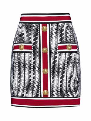 Pre-owned Balmain Monogram Knit Short Skirt In Black