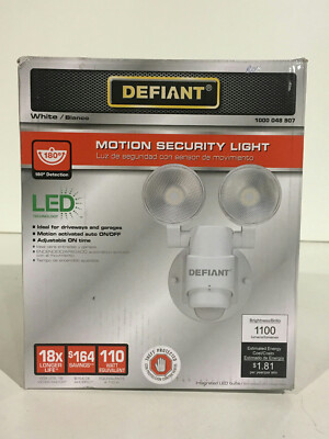 Defiant 180 Degree 2-Head White Outdoor Flood Light New