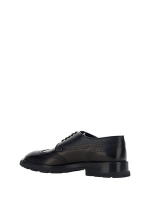 Pre-owned Alexander Mcqueen Brogues Leather Lace Up Shoes In Black