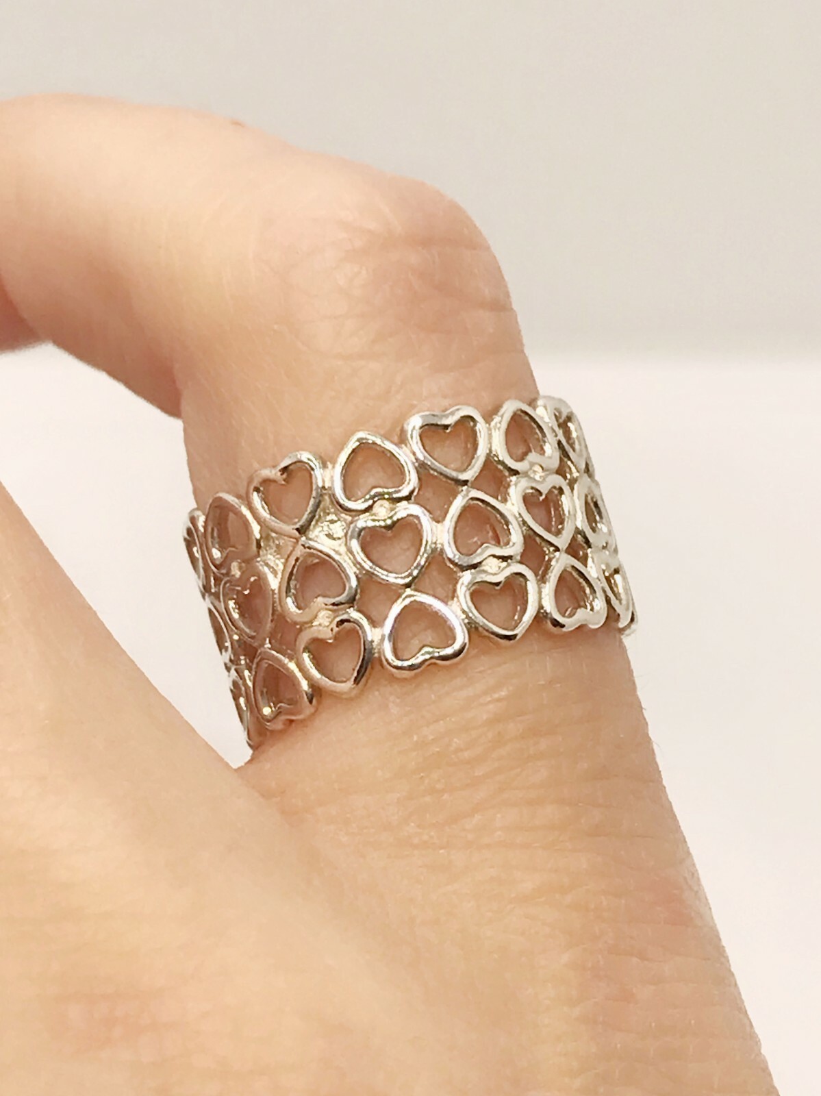 Tiffany & Co. Paloma Picasso Sterling Silver 3 Row Heart Ring Size