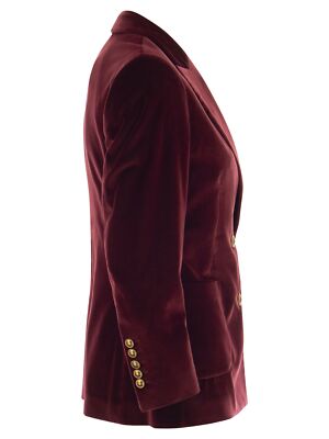 Pre-owned Saulina Milano Antonia - Single-breasted Velvet Jacket In Red