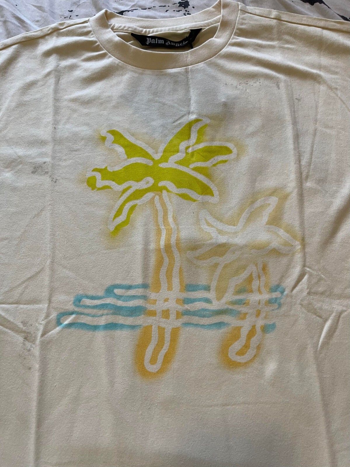 PALM ANGELS PALM ANGELS GRAPHIC PRINT T-SHIRT / CREAM / SIZE L, XL (OVERSIZE)