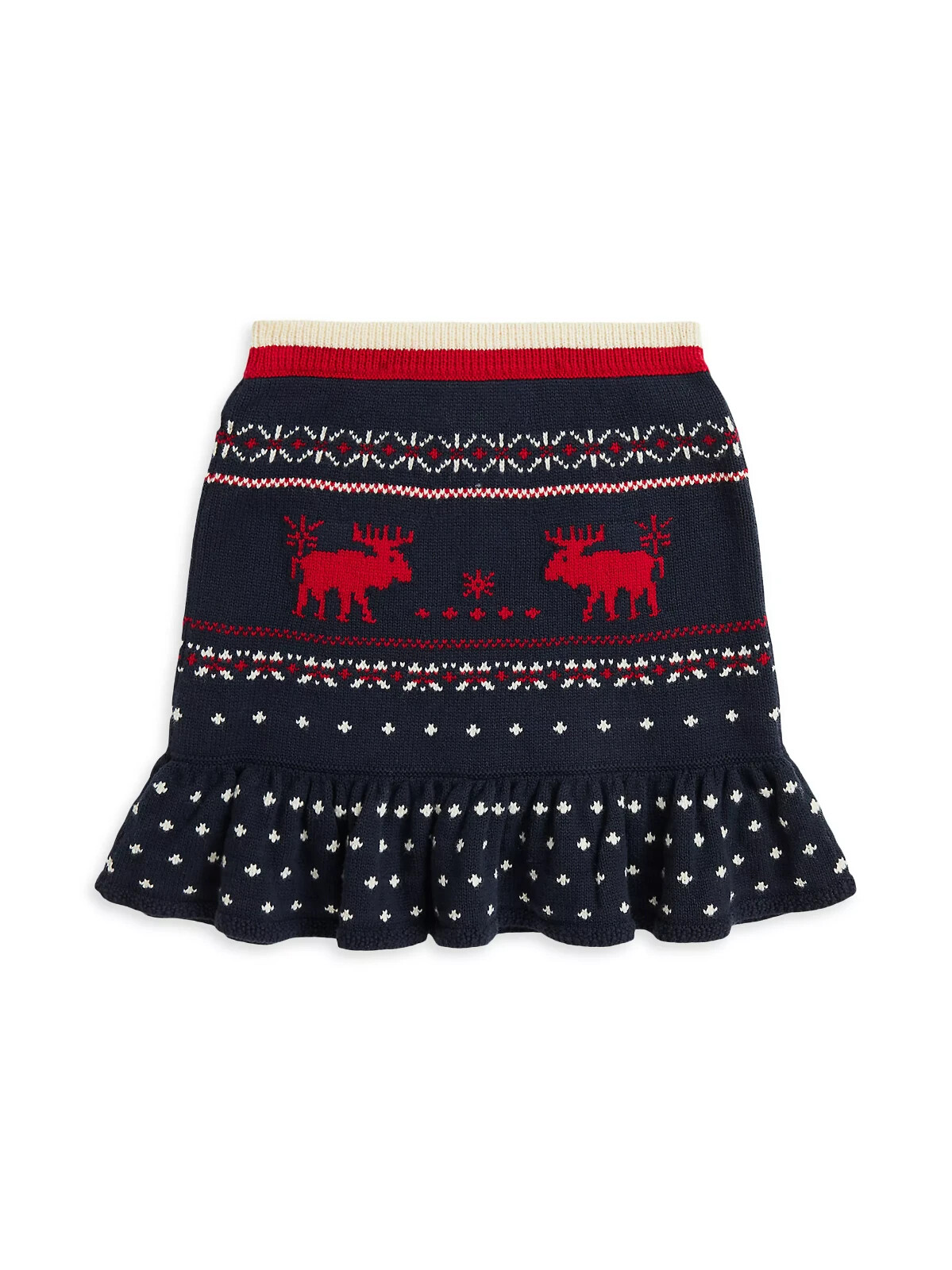 Polo Ralph Lauren Fair Isle Knit Skirt Girls 6X Navy Multi Wool Blend Pull On - Picture 1 of 15