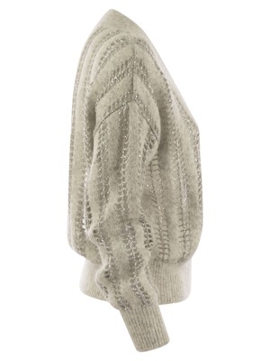 Pre-owned Brunello Cucinelli Wool And Mohair V-neck Sweater In White