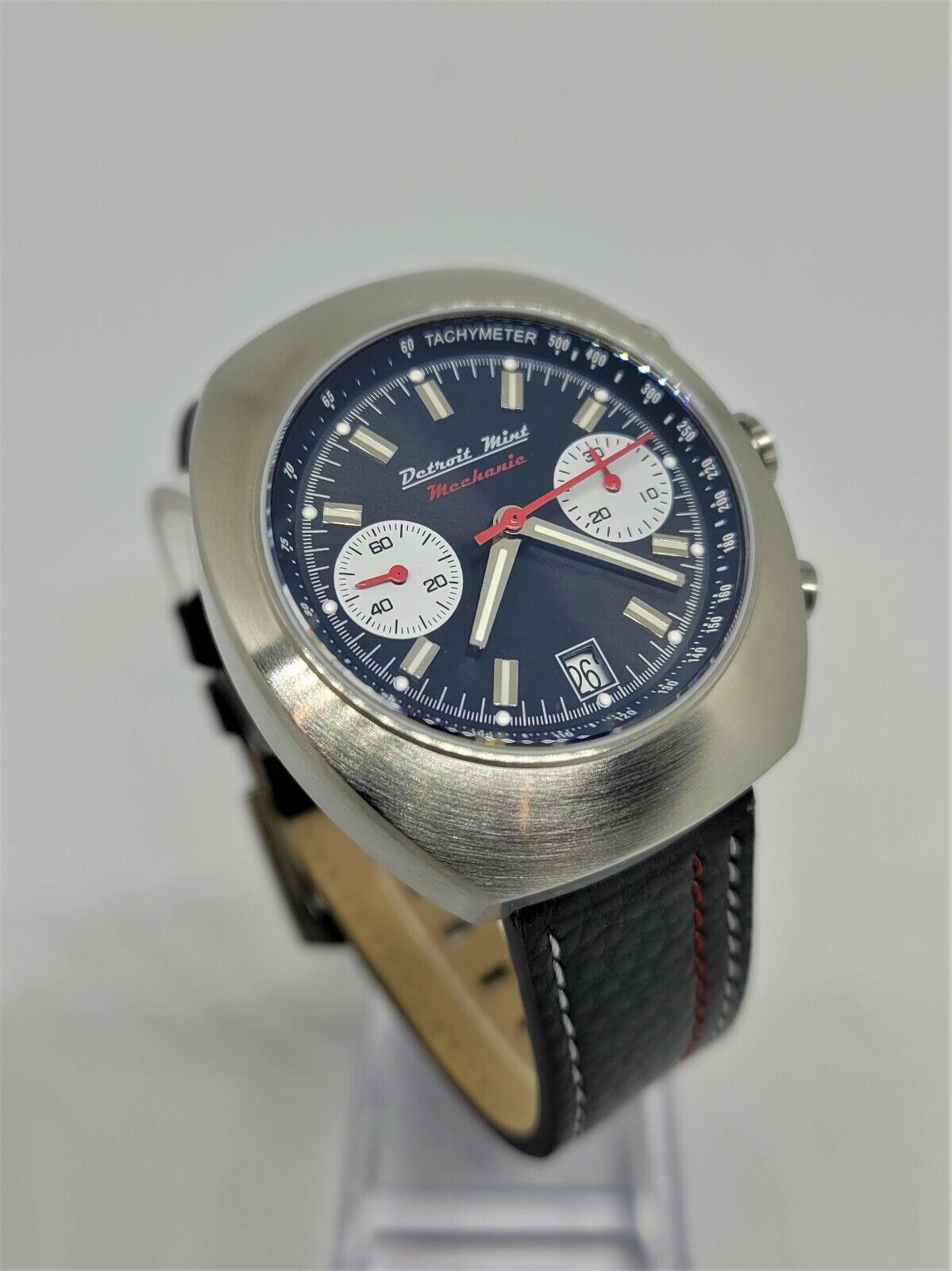 Pre-owned Detroit Mint Mechanic Automatic Chronograph Reverse Panda 7734 Style