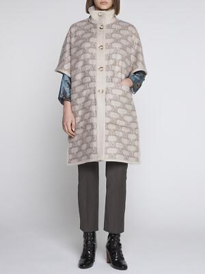 Pre-owned Max Mara Zenica Cashmere And Wool Reversible Cape In Beige