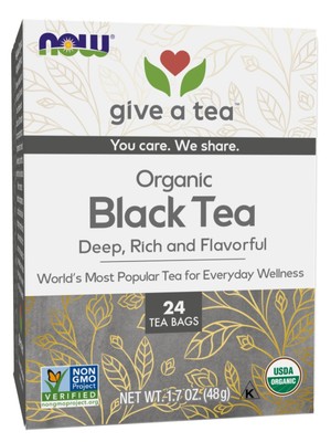 Now Foods Boldly Black Tea, органический, 24 пакетика