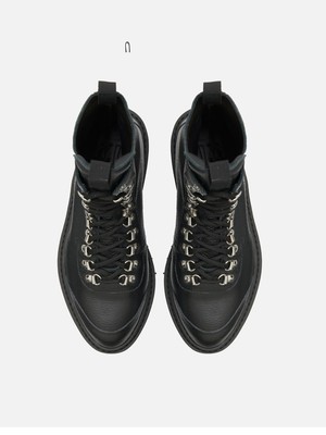 Pre-owned Made In Italy Cb  Tumbled Leather Boots Sirio In Black