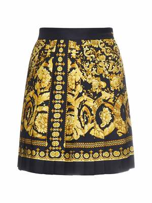 Pre-owned Versace Barocco Print Miniskirt In Black