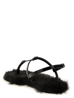 Pre-owned Saint Laurent Cassandra Leather Sandals In Black