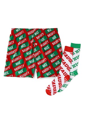 Ugly Stuff Supply Men's Naughty Nice Boxer/Sock Combo, 2X