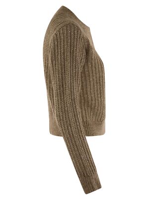 Pre-owned Peserico Tricot Cardigan With Micro-sequins In Brown