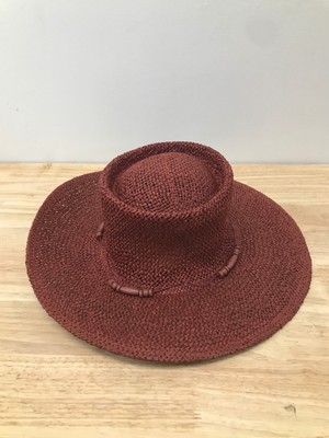 Women's straw boater hat - universal thread maroon