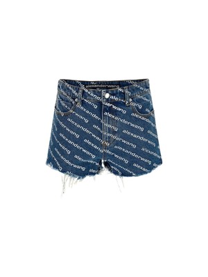 Pre-owned Alexander Wang Bite Denim Shorts 26 Jeans In Deep Blue White