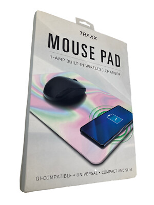 Traxx Mouse Pad METALLIC Iridescent Wireless Cell Phone Charger Qi Compatible