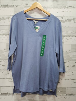 Orvis Womens Pima Cotton Tee Xlarge 3/4 Sleeve Blue