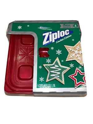 Ziploc Limited Edition Holiday 2014 Medium Square Container Green 3 Count 1.18L