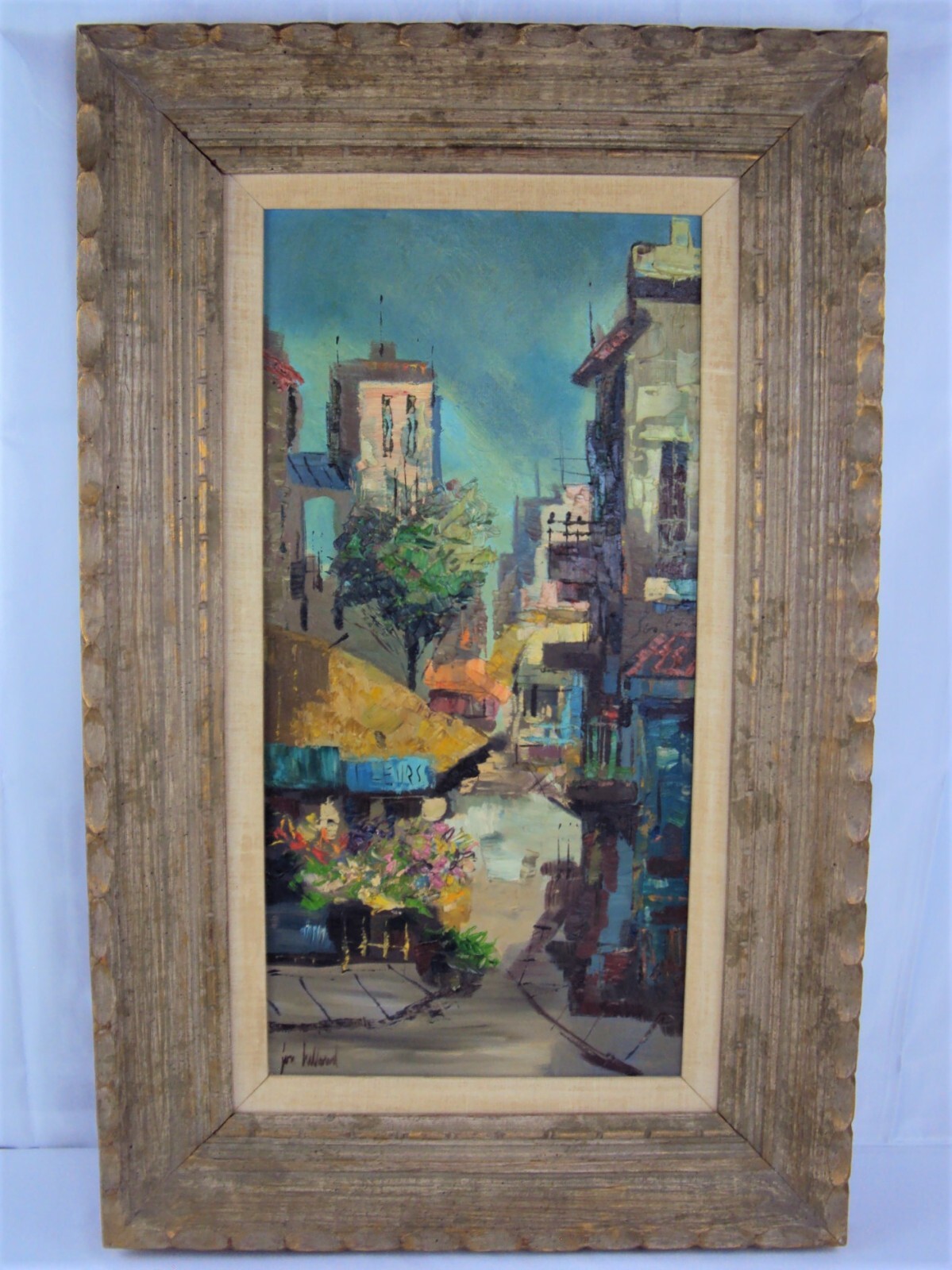 VINTAGE PAINTING OF PARIS CITYSCAPE OIL ON CANVAS SIGNED BY