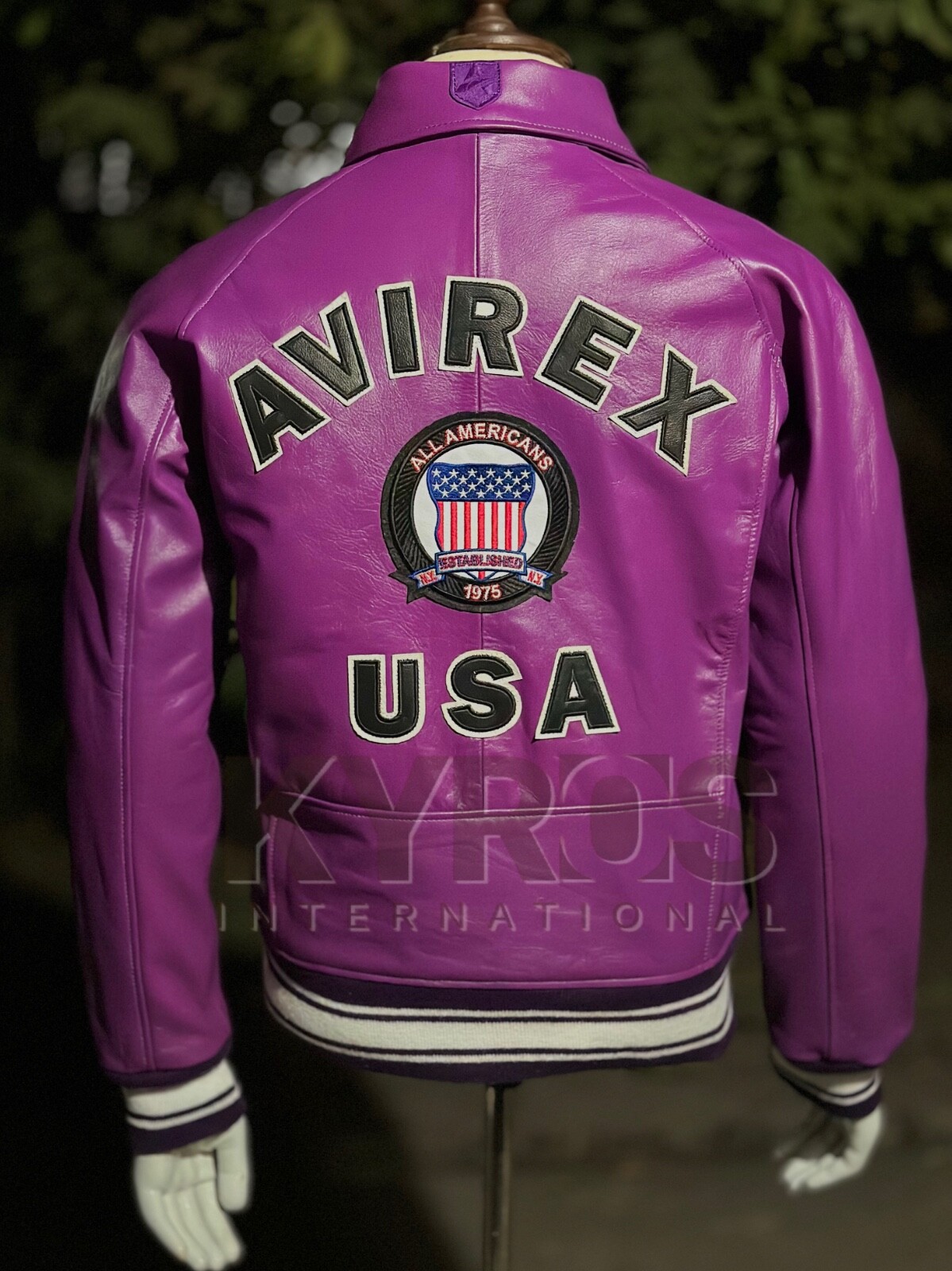 Men's Purple Avirex Jacket USA New Real Cowhide Leather