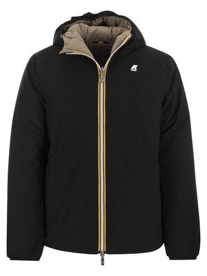 Pre-owned Kway K-way Jack - Reversible Hooded Down Jacket In Black/beige