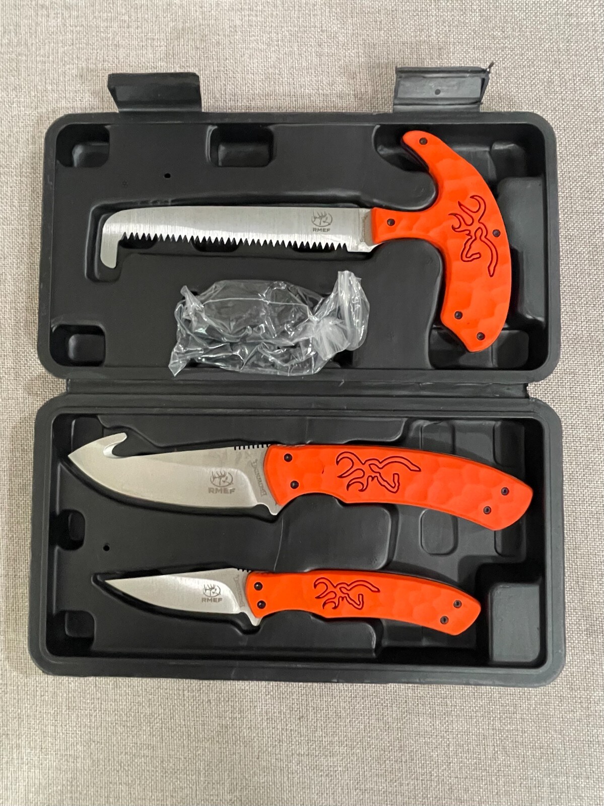 Browning RMEF Orange Molded Handles Stainless Steel 3-piece Knife Set