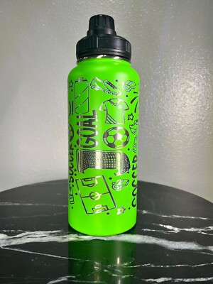 32 oz engraved water bottle stainless steel - soccer theme