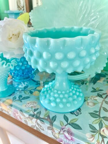 Rare 1950's Pastel GREEN Fenton Aqua Milk Glass Hobnail Rare 1950's Pastel GREEN Fenton Aqua Milk Glass Hobnail