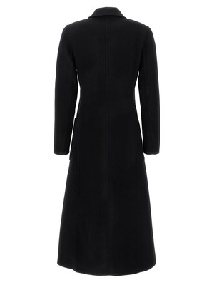 Pre-owned Tory Burch Single-breasted Wool Coat In Black