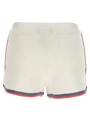 Pre-owned Fendi Mirror Effect Logo Shorts In White