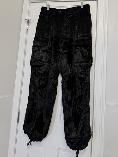 Supreme X Yohji Yamamoto Black Faut Fur Velvet Cargo Pants