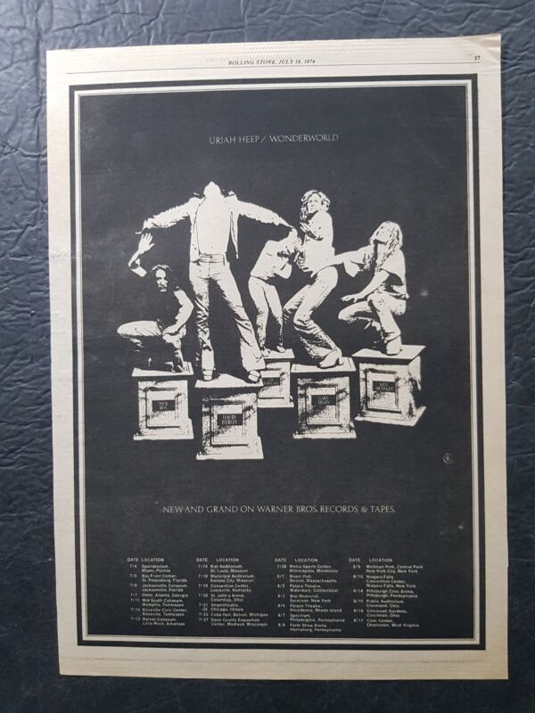 Uriah Heep Wonderworld Album & Tour Promo Print Advertisement Vintage 1974