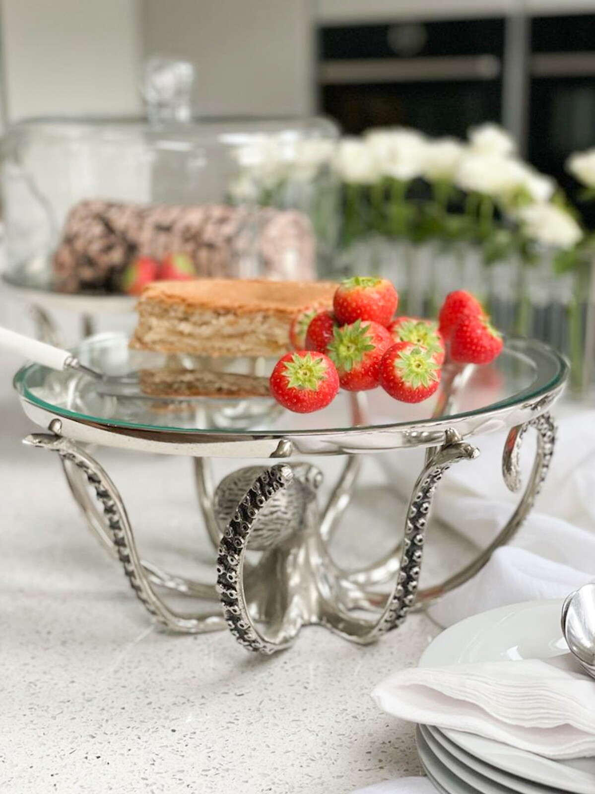 Loft1850 Silver Octopus Cake Platter/Stand