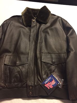 Medium Jacket A-2 Leather Bomber Jacket coat brown USA. New with tags