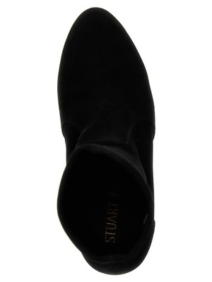 Pre-owned Stuart Weitzman Flare Block Ankle Boots In Black
