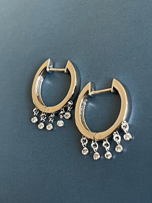 Diamond Earrings Hoops in 18ct White Gold 0.17ct Sleeper Charms by Cervin Blanc