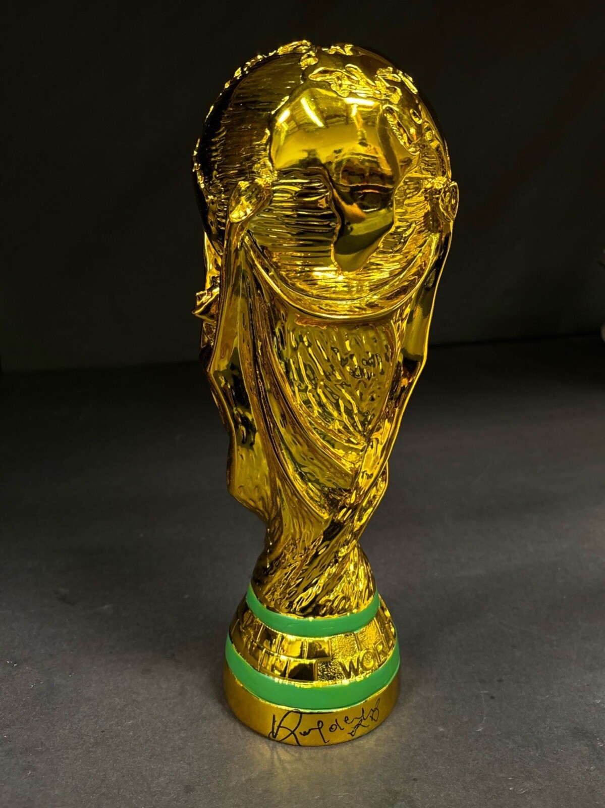 Ronaldinho Signed Replica World Cup Trophy Brazil Soccer PSA