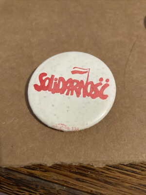SOLIDARNOSC Solidarity 1981 Polish Labor Union support button pin in Polish