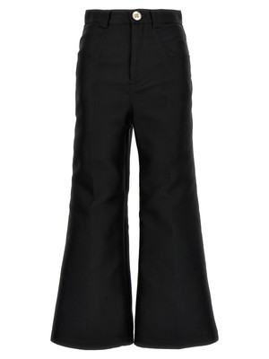 Pre-owned Giambattista Valli Cropped Silk Blend Pants In Black