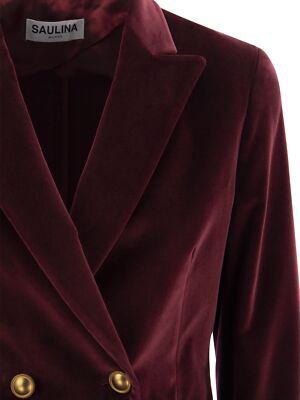 Pre-owned Saulina Milano Antonia - Single-breasted Velvet Jacket In Red