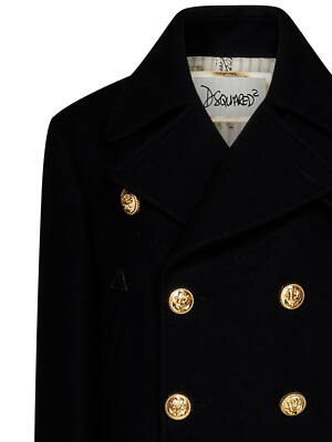 Pre-owned Dsquared2 Large Button Peacoat In Black