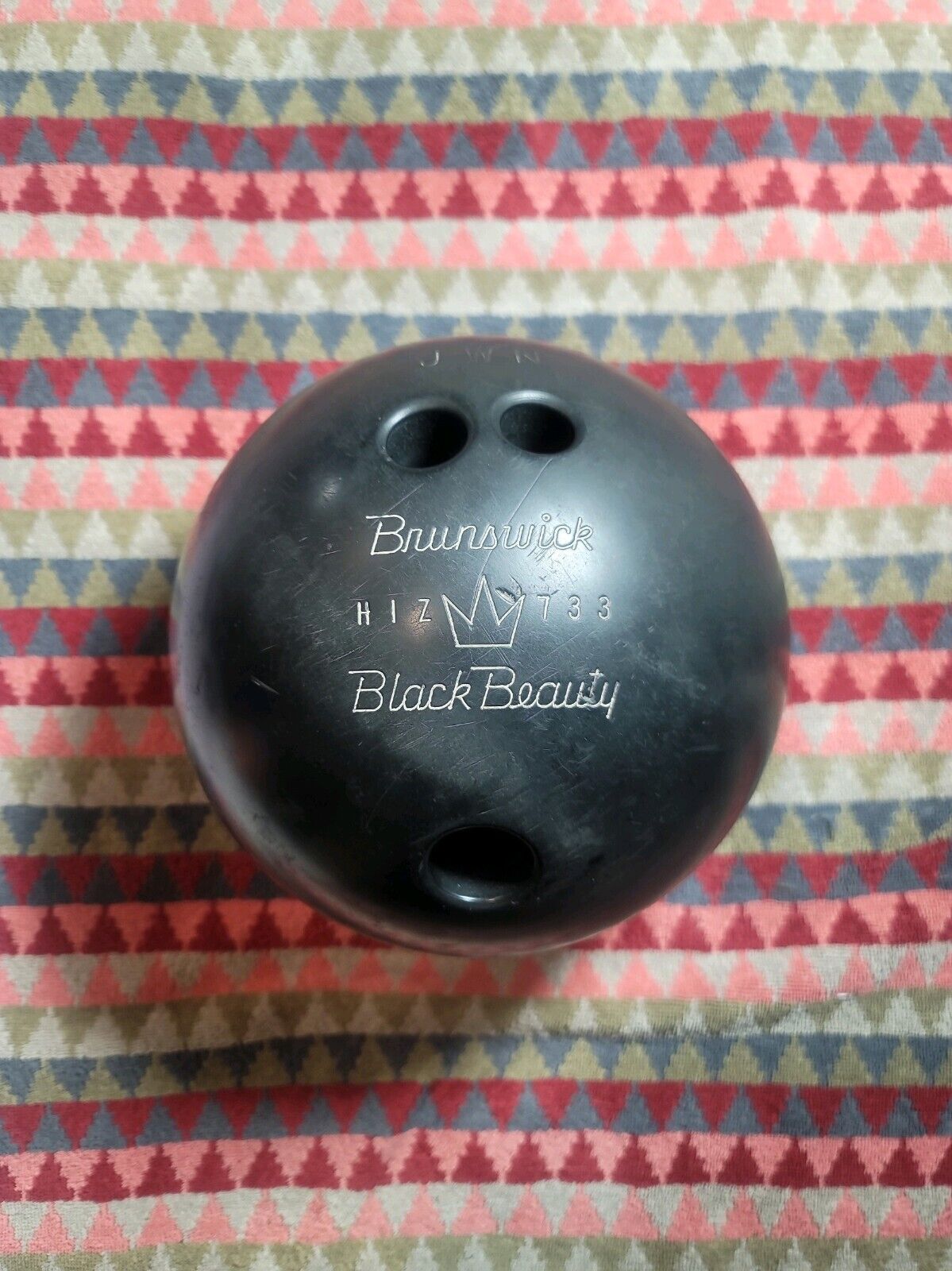 Vintage Brunswick Black Beauty Bowling Ball Black Rubber 16 Lbs