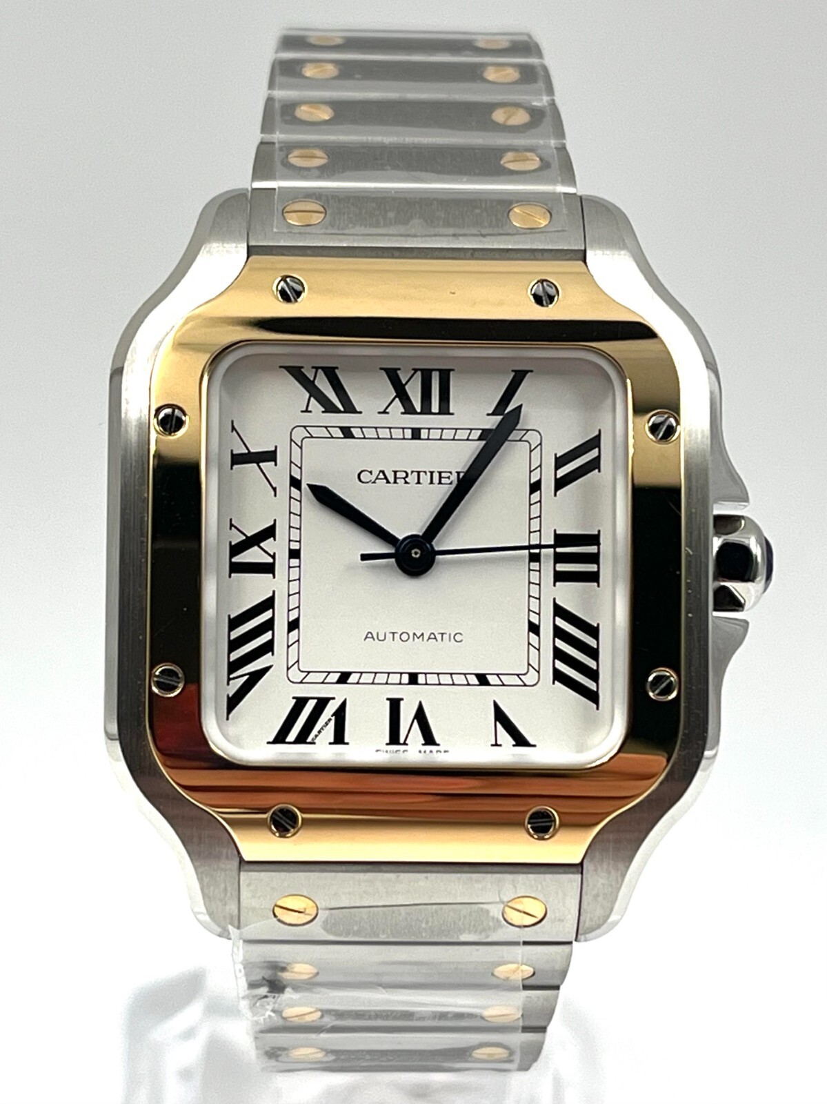 Pre-owned Cartier Santos White Dial Medium Size 35mm Two Tone W2sa0016 Unworn 2023
